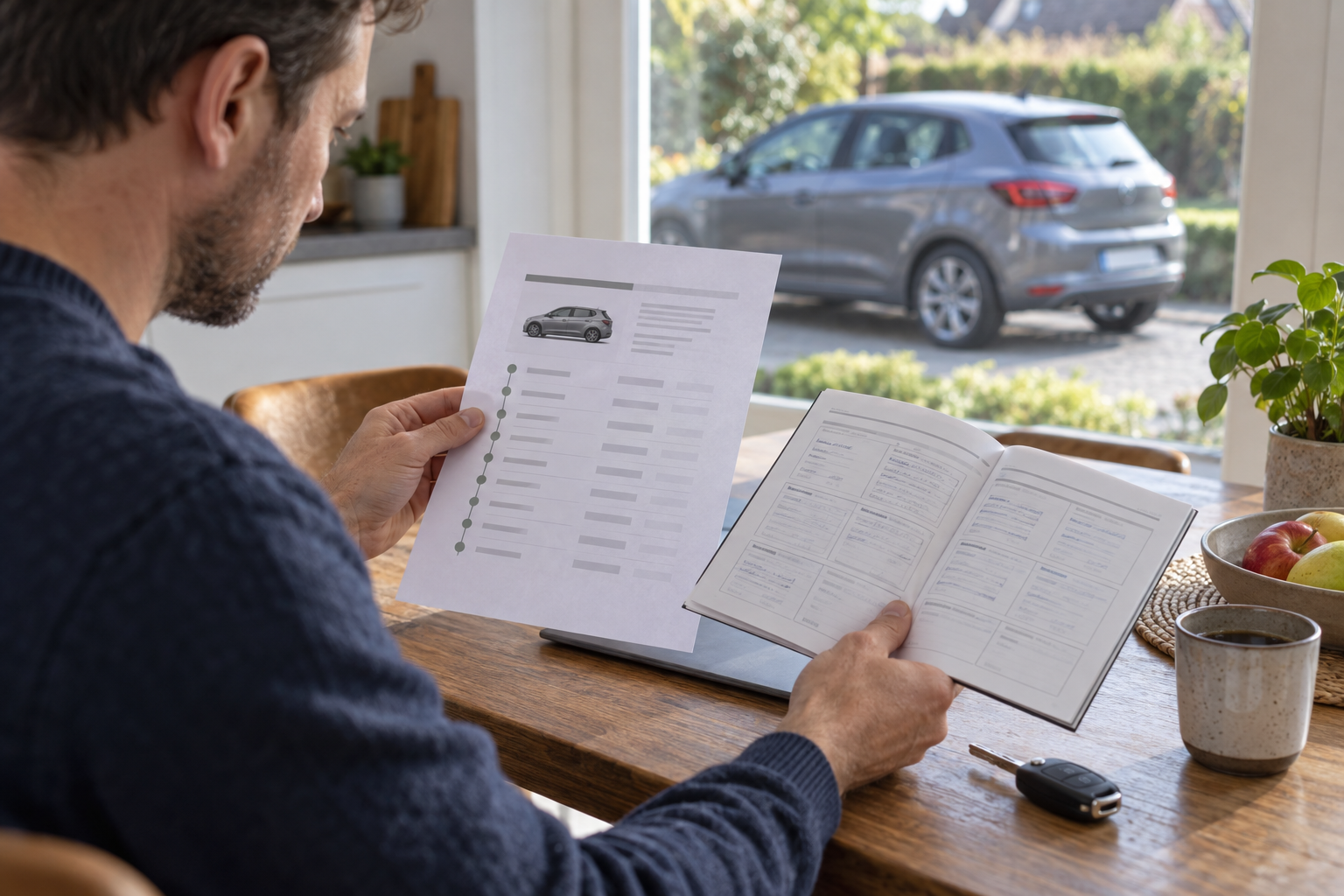 Illustration de la comparaison de l'historique et du carnet d'entretien d'une voiture