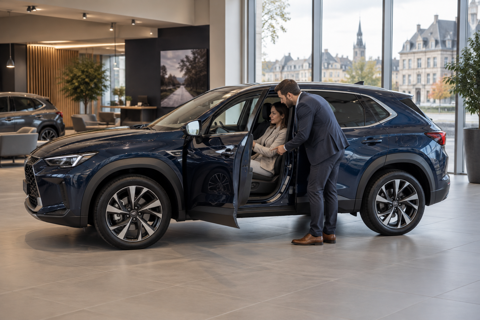 Échange autour d'une voiture neuve en concession