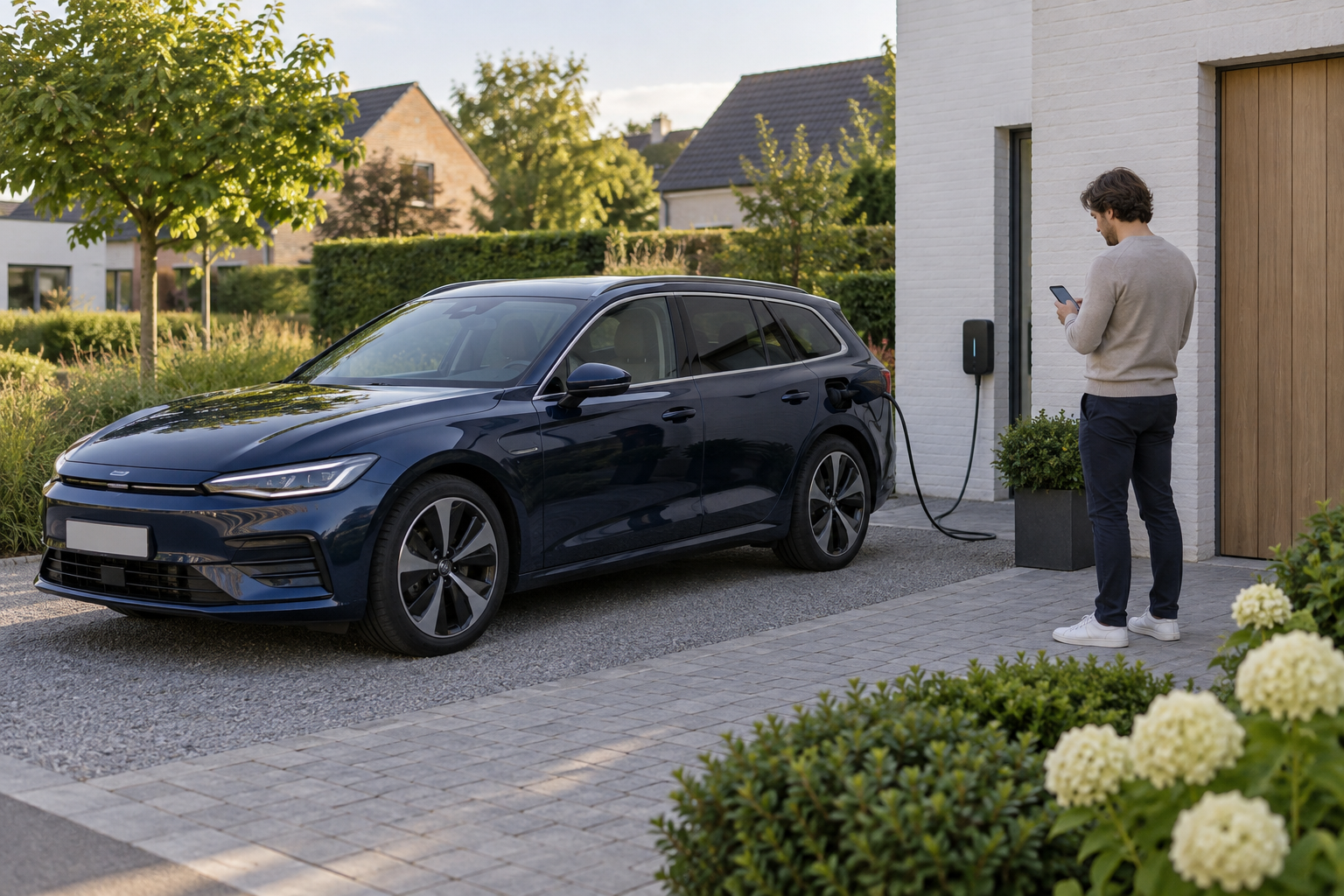 Voiture de société générique en recharge à domicile