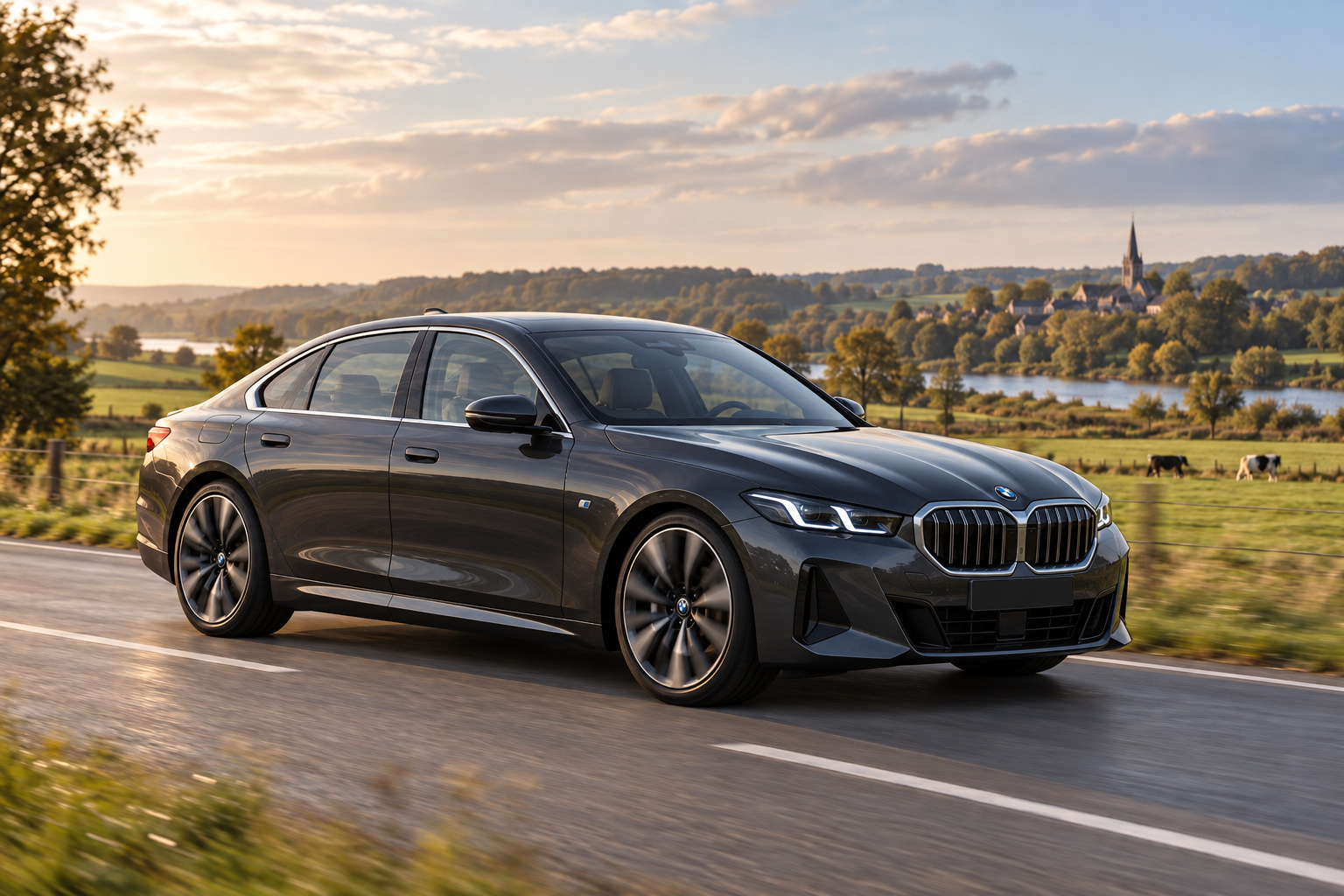 Illustration de berline électrique inspirée de la BMW i5
