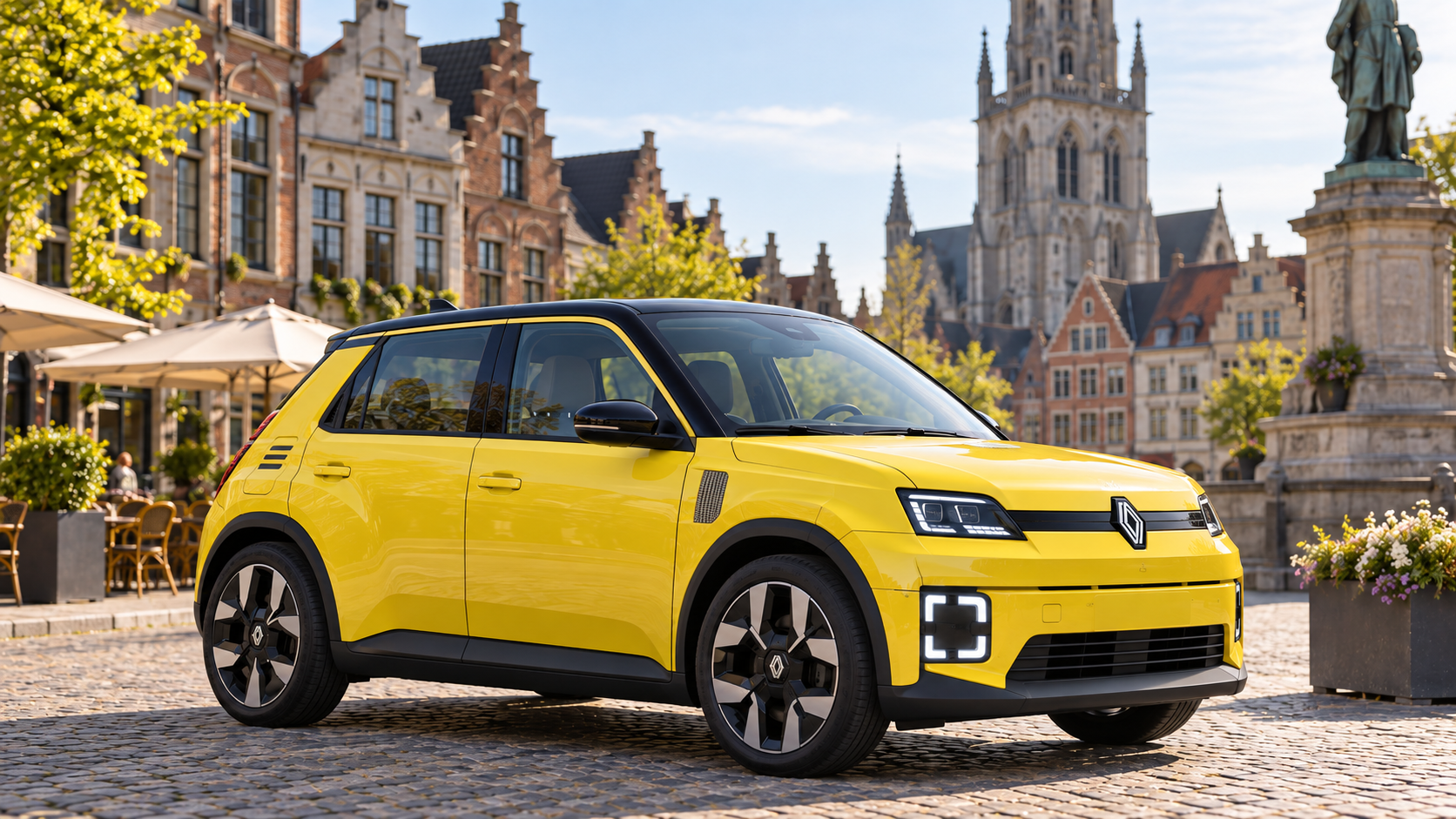 Illustration de citadine inspirée de la Renault 5 E-Tech